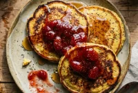 Gluten-Free Cornbread Pancakes with Strawberry Jam Recipe