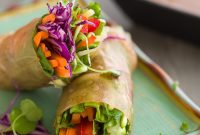 Fresh Vegetable Spring Rolls with Creamy Peanut Dipping Sauce