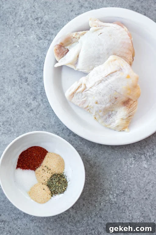Air Fryer Bone-In Chicken Thighs | Whole30, Keto, Gluten-Free 2 Whole30 air fryer bone in chicken thighs ingredients