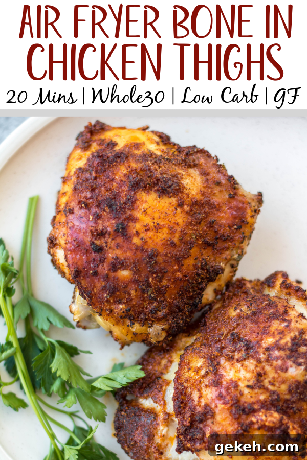 Plated Air Fryer Thighs Plated air fryer chicken thighs