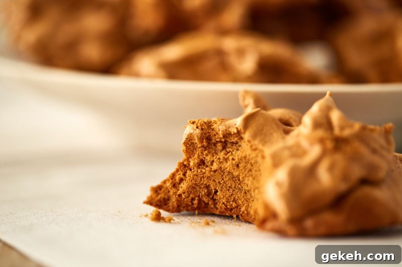 No added sugar meringues made with date syrup — photographed close up.