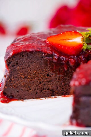 Homemade low-carb chocolate flourless cake.