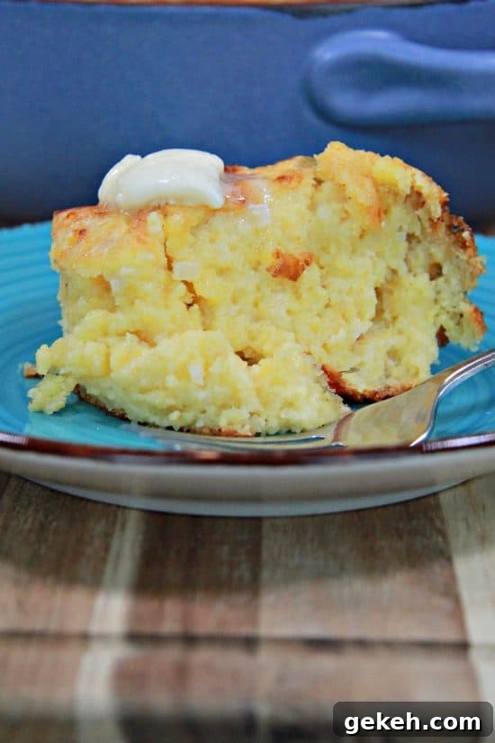 Savory Spoon Bread Recipe: Creamy Herbed Corn Pudding 3 Cornmeal and egg whites create the spoon bread flavored with green chiles, shallots, and butter.