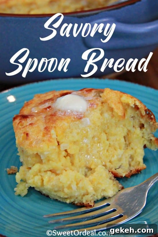 Savory Spoon Bread Recipe: Creamy Herbed Corn Pudding 5 Melting butter on a serving of delicious bread that's moist while being airy.