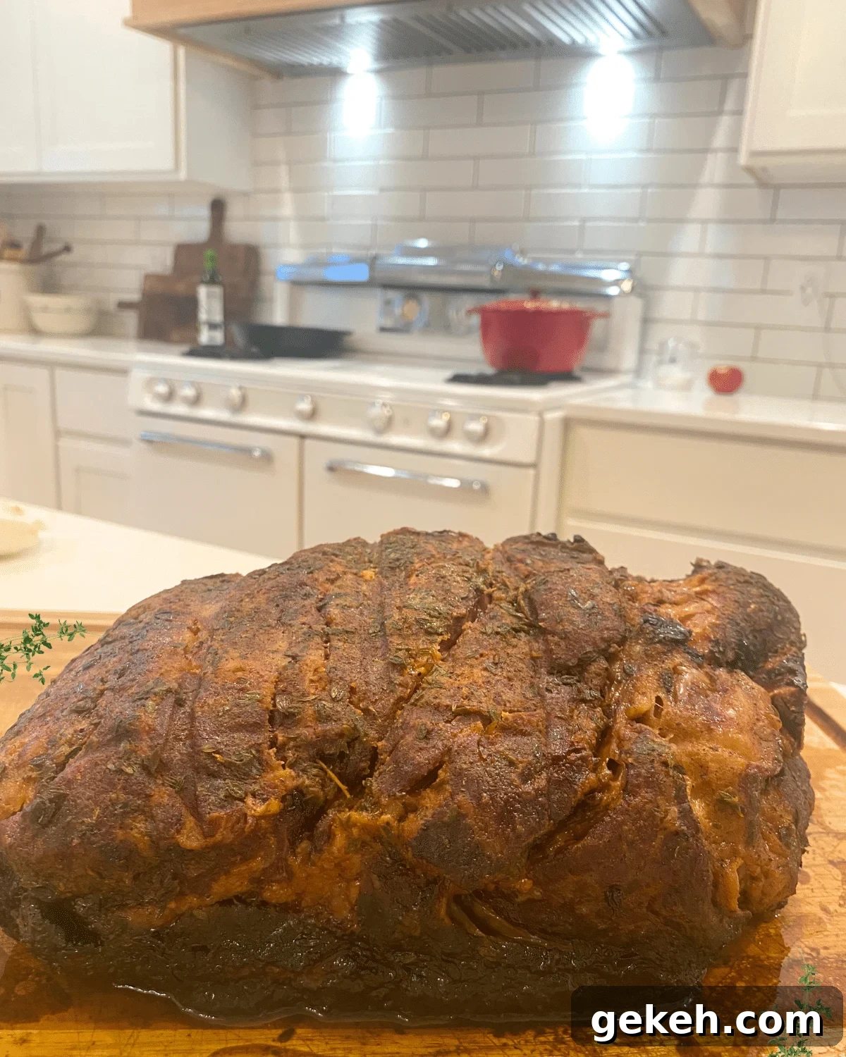 finished boston butt roast resting before cutting