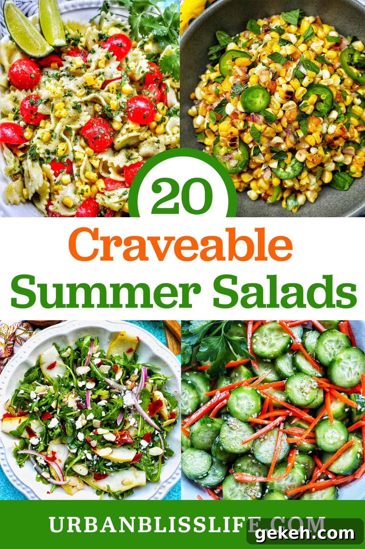 Refreshing Summer Salad Recipes for Light, Flavorful Meals 2 Craveable Summer Salads with title text overlay.