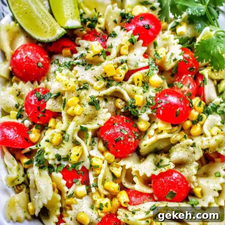 Avocado Pasta Salad Corn Tomatoes