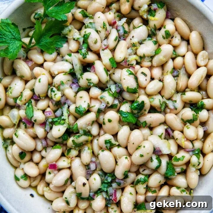 bowl of white bean salad.