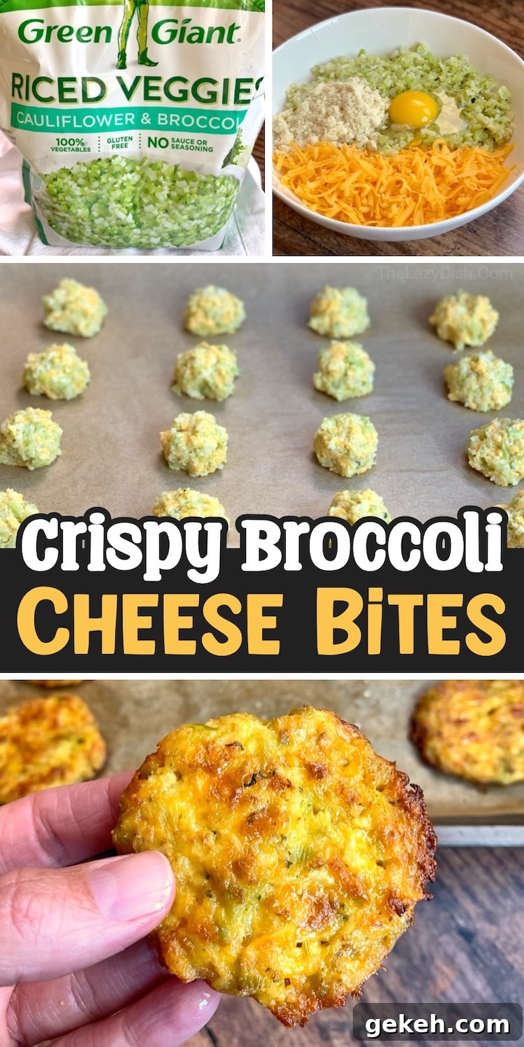 If you're searching for healthy snack ideas, try these easy baked crispy broccoli cheese bites! Thanks to frozen broccoli rice or cauliflower rice, they are fast and simple to make with just shredded cheese, egg, seasoning, and flour. A yummy snack for your picky eaters! My kids love these veggie loaded snacks. 