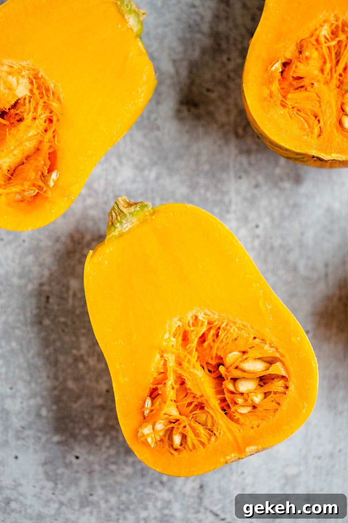 Sliced honeynut squash.