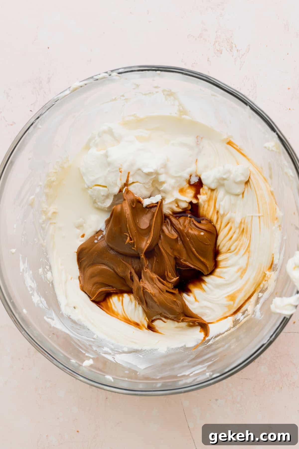Cookie butter on top of cream cheese mixture.