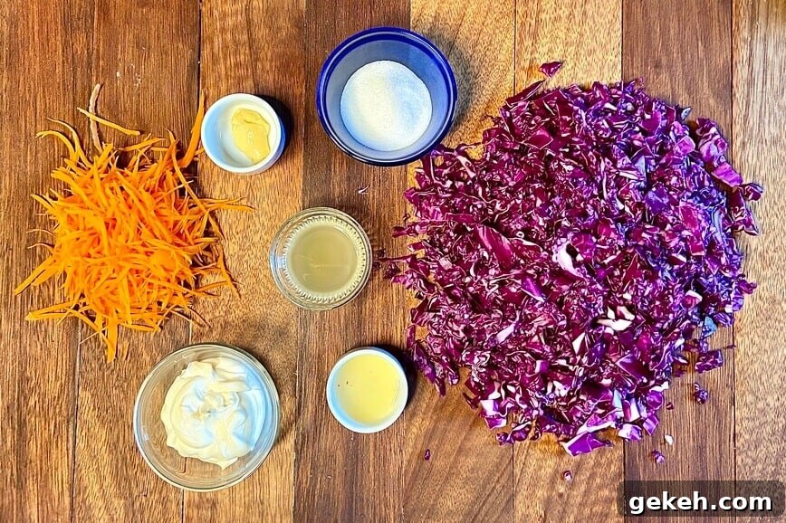 Classic Homemade Coleslaw Recipe with Creamy Tangy Dressing 5 Ingredients.