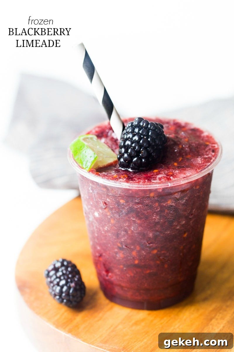 Frozen limeade with blackberries