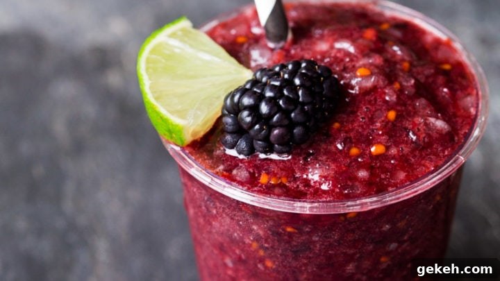 Frozen blackberry limeade by @DessertForTwo