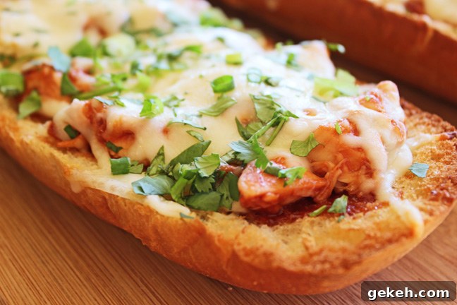 Open Faced BBQ Chicken French Bread Sandwich