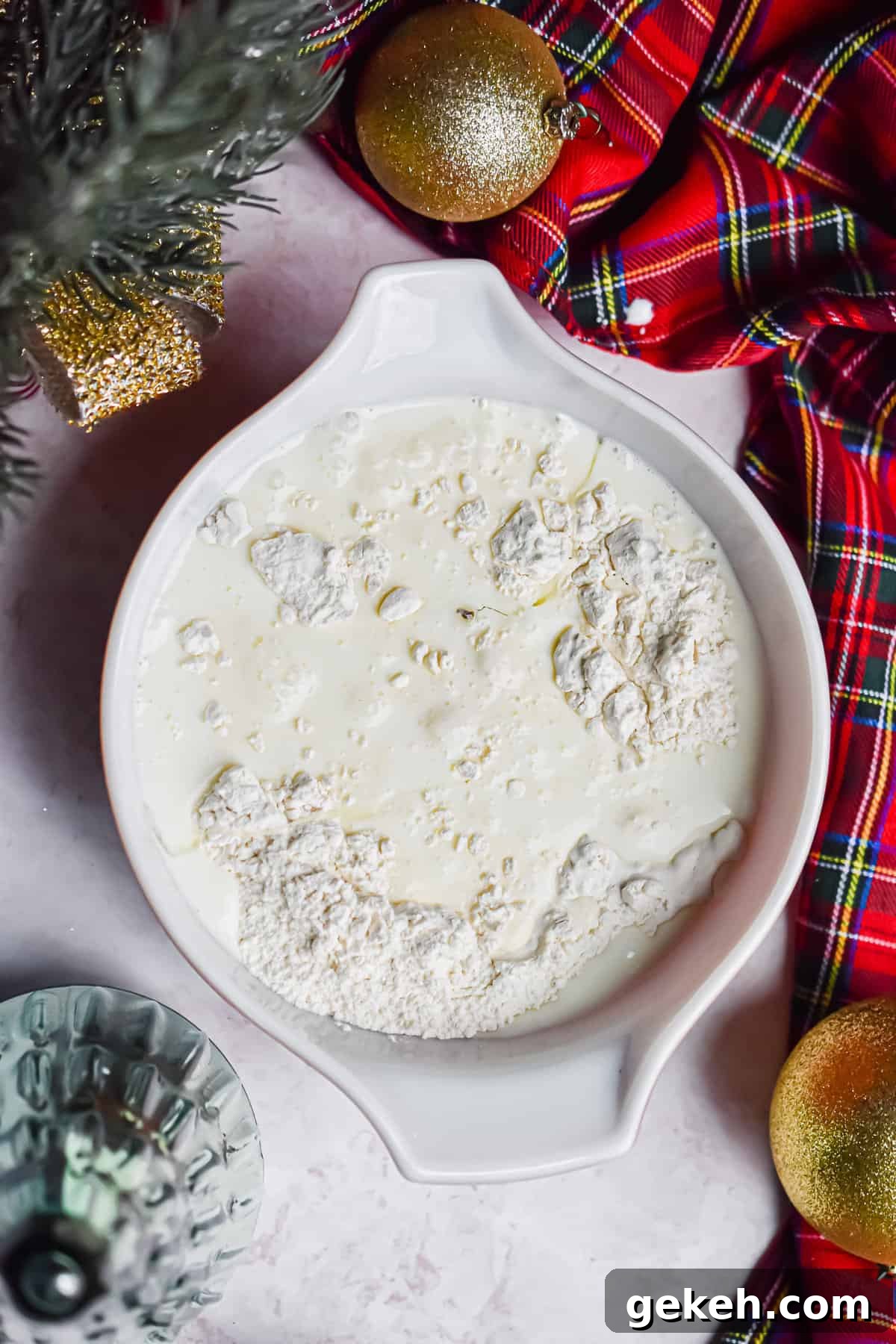 Homemade Grinch Pancakes Recipe — Green St. Patrick’s Breakfast 5 The wet ingredients are added to the bowl.