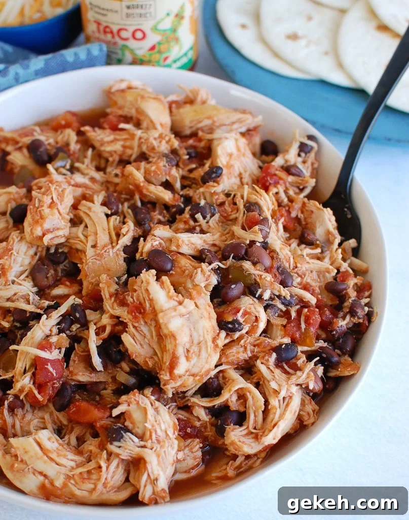 Tender Slow Cooker Shredded Chicken Recipe for Meal Prep 4 Slow Cooker Shredded Chicken with beans