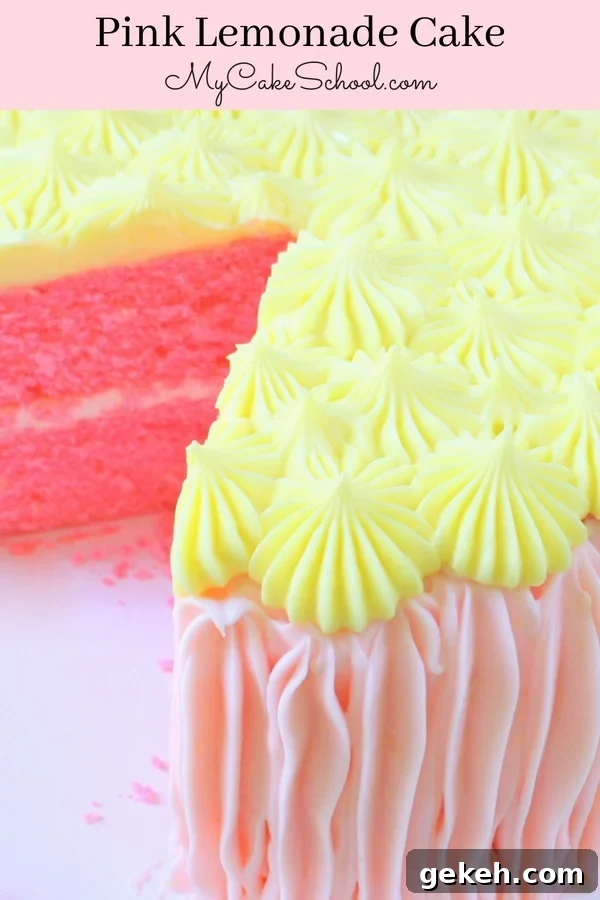 The most DELICIOUS Pink Lemonade Cake Recipe by MyCakeSchool.com! This lemon cake has just the right amount of tartness and makes for the perfect Summer Cake!