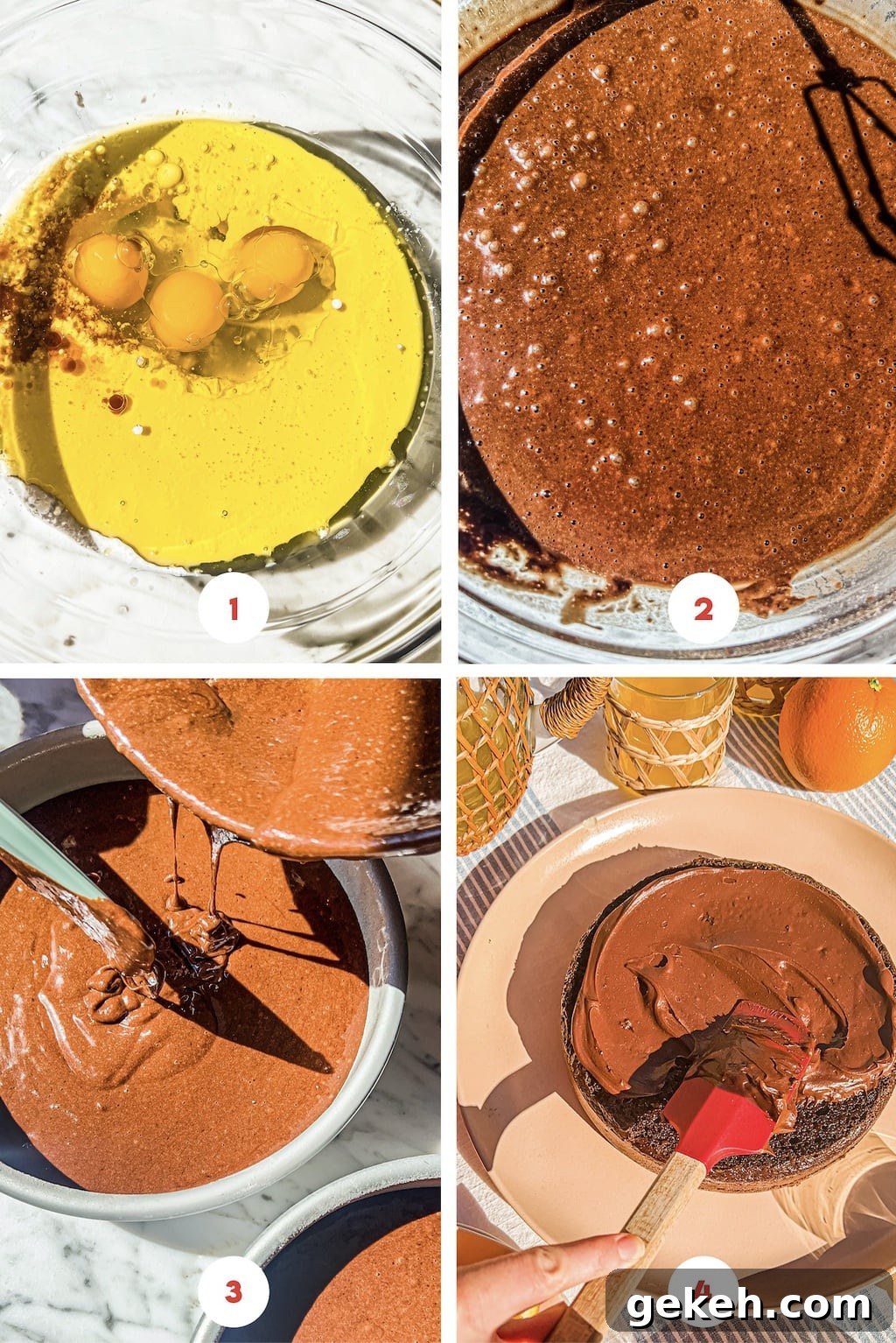 Decadent Chocolate Orange Cake Recipe 5 step by step process on how to make chocolate cake