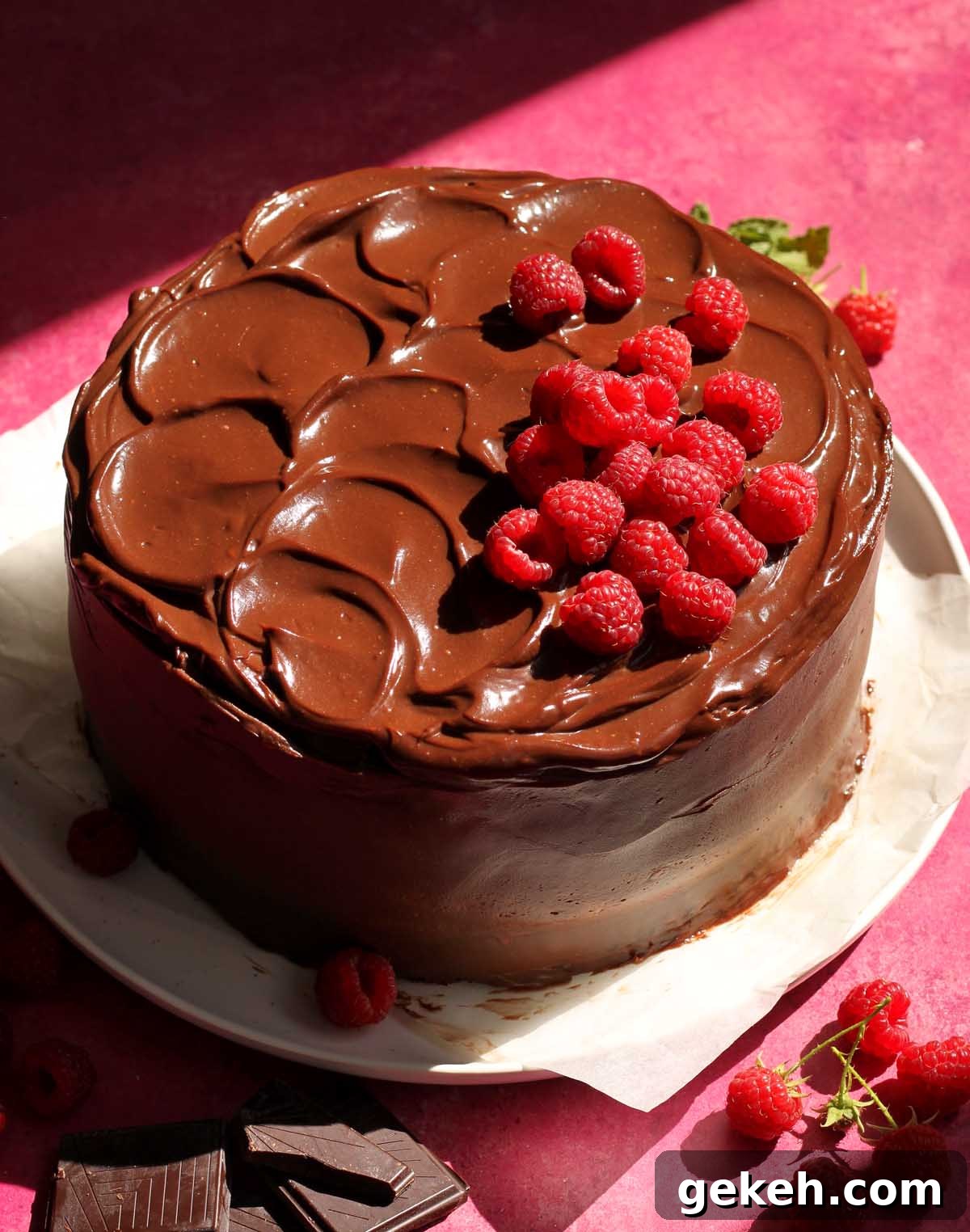 frosted chocolate raspberry cake