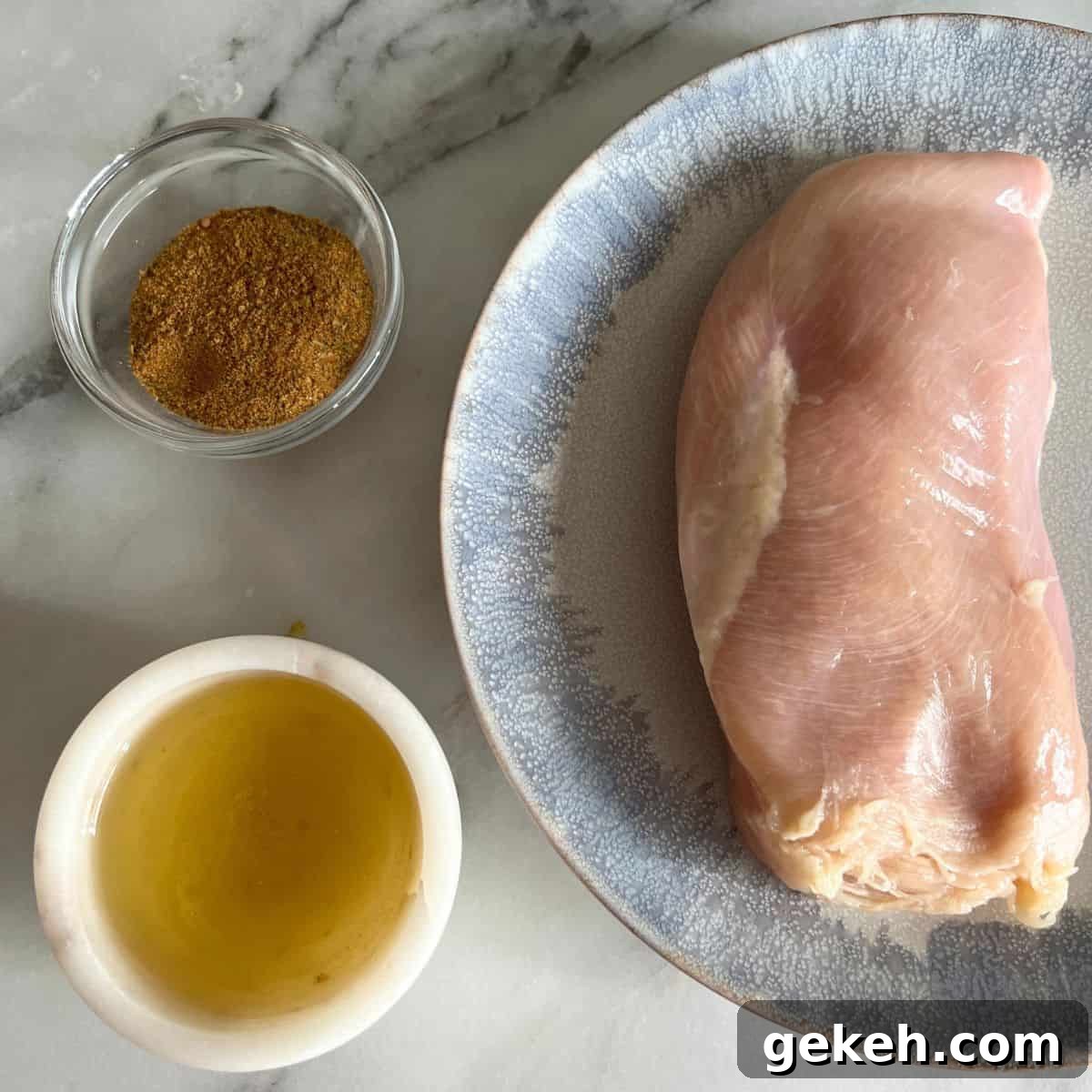 Crispy Air Fryer Chicken Breast Recipe — Juicy in 20 Minutes 3 Ingredients needed for air fryer chicken breast.