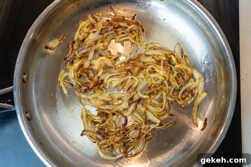 Cooking the onions