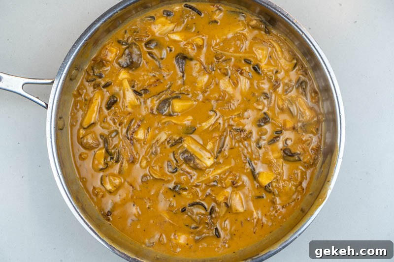 Stroganoff ready to serve
