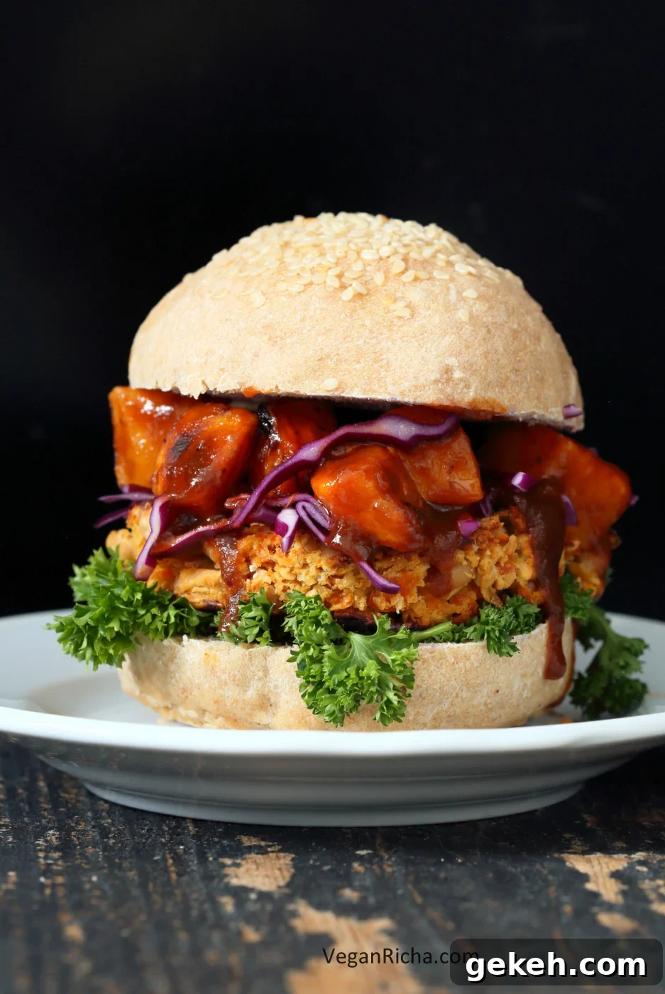Peanut, Carrot & White Bean Veggie Burgers Recipe 4 White Bean Burgers with Carrots, Peanuts and Thai flavors. Topped with sweet and sour butternut squash.