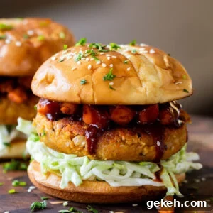 Peanut, Carrot & White Bean Veggie Burgers Recipe 5 Peanut white bean burger topped with roasted sweet potato, cabbage and burger buns