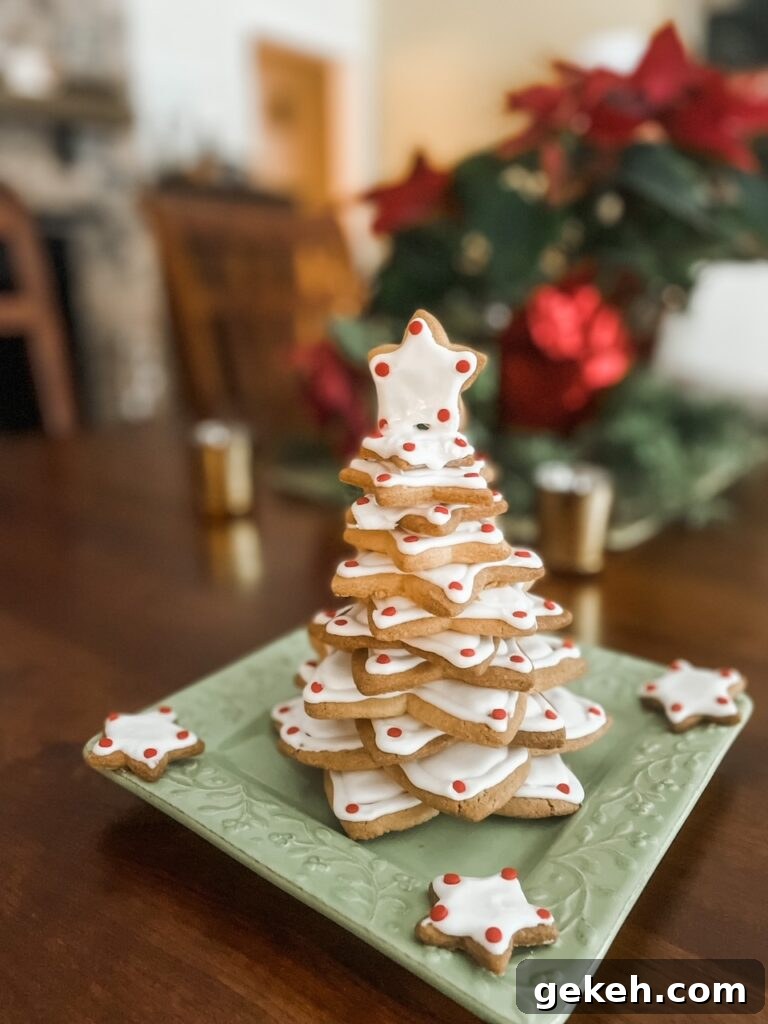 A finished Sugar Cookie Christmas Tree Stack