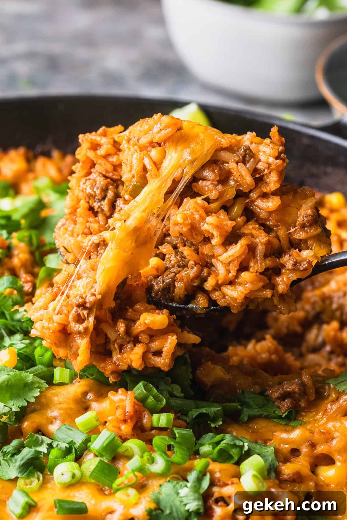 Savory Ground Beef and Salsa Rice Skillet Recipe 8 The completed meal.