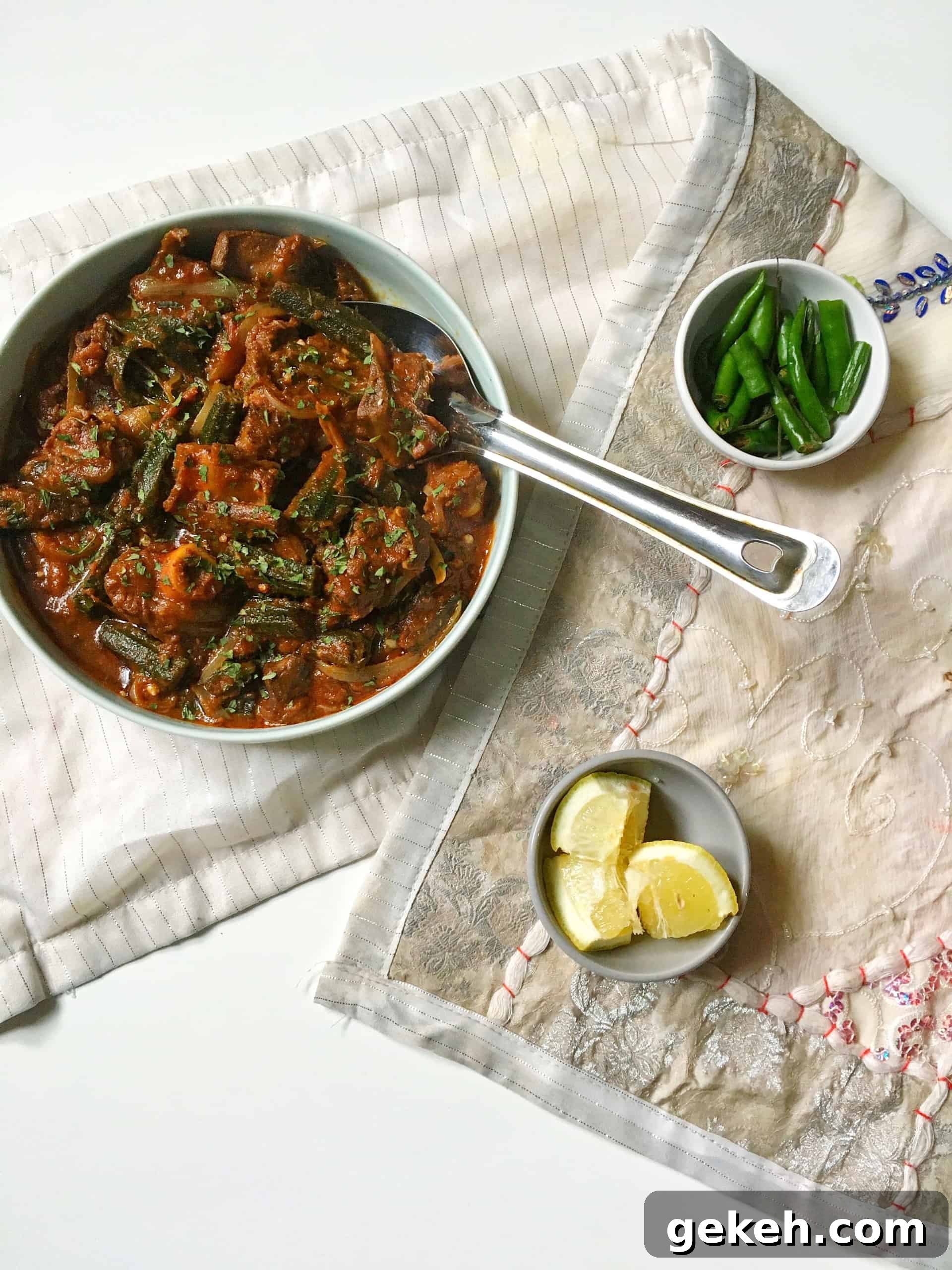 Bhindi Gosht: Spiced Lamb and Okra Curry Recipe 2 Bhindi Gosht Recipe - Okra with Lamb / Mutton Curry