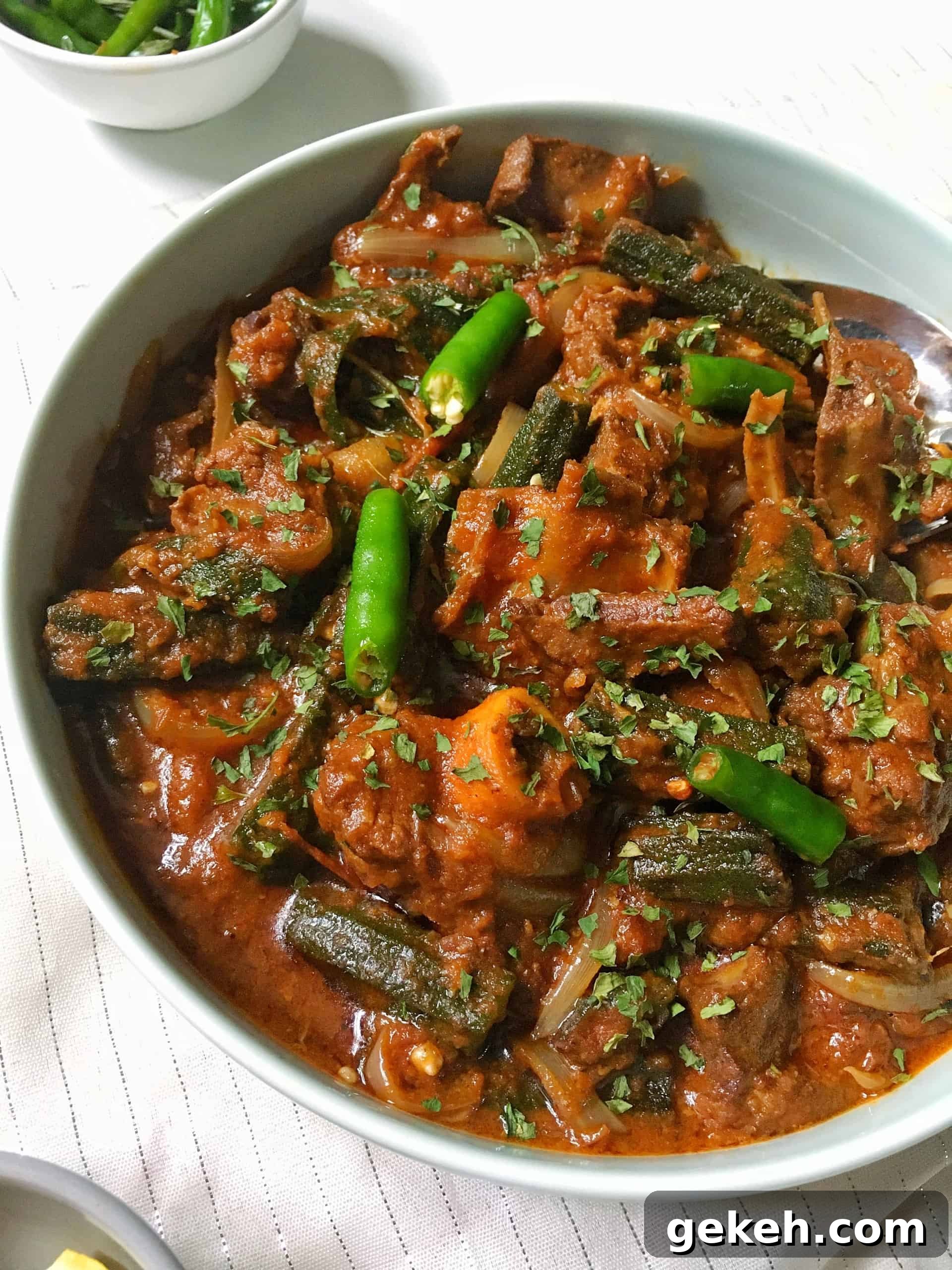 Bhindi Gosht: Spiced Lamb and Okra Curry Recipe 12 Bhindi Gosht Recipe - Okra with Lamb / Mutton Curry