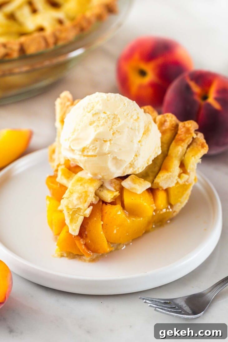 15+ Delicious Canned Peach Recipes for Every Meal 12 a slice of peach pie.