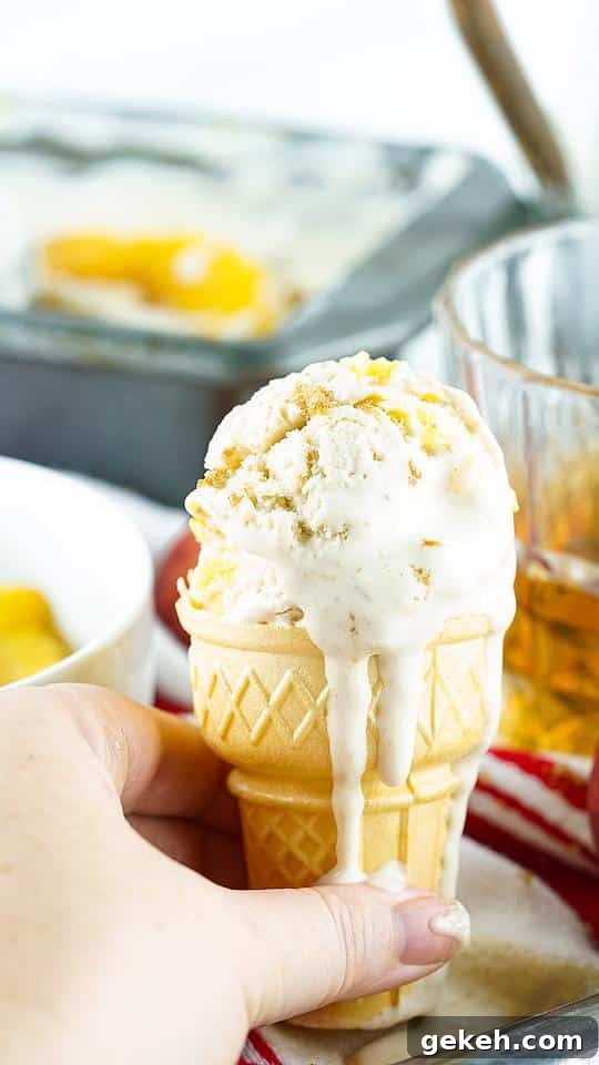 15+ Delicious Canned Peach Recipes for Every Meal 14 an ice cream cone with peach ice cream.