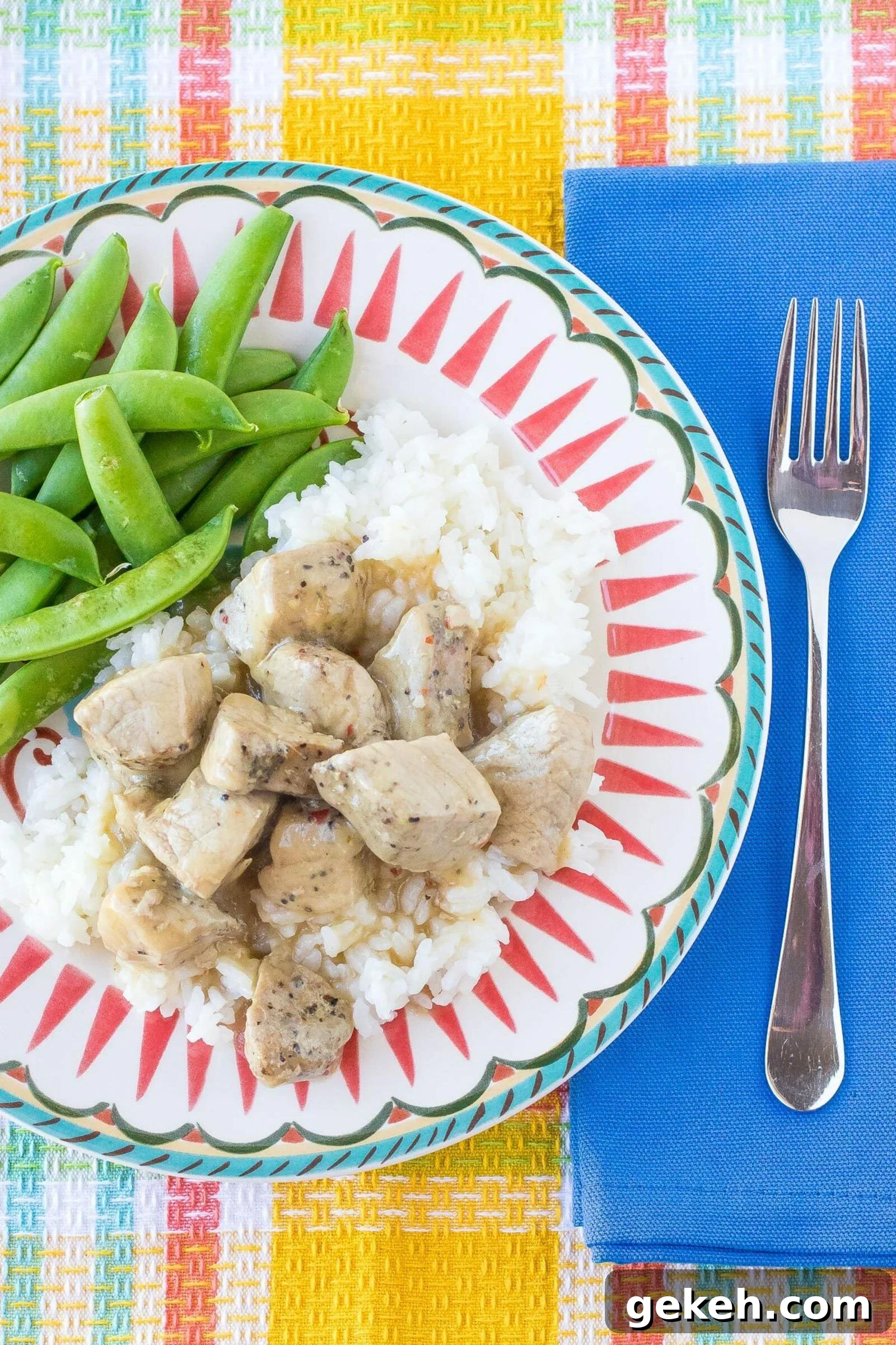 Four-ingredient Pork Tips with Gravy might be my favorite pork recipe ever, and that's saying a lot! This meal is so simple and delicious that you'll want to put it on your menu every week. #pork #gravy #easydinner