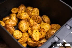 Crispy Air-Fried Baby Potatoes Recipe 10 Cooked Air Fryer Baby Potatoes in an air fryer tray