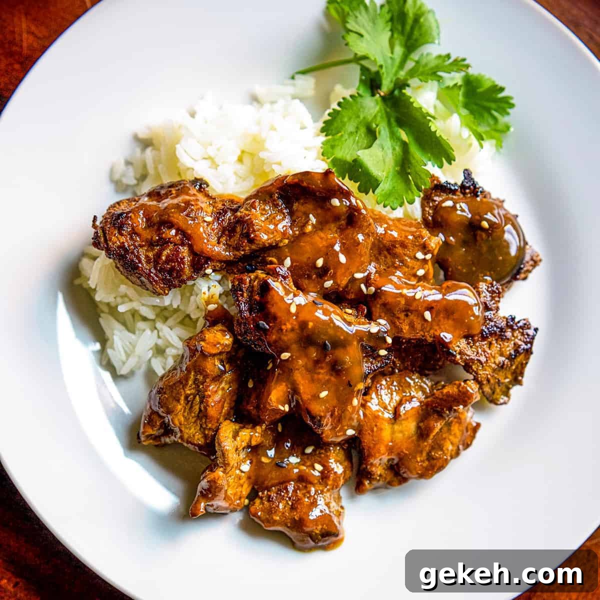 Perfect White Rice Every Time: Simple Stovetop & Rice Cooker Method 10 close up image of Chinese Curry Beef Stir Fry