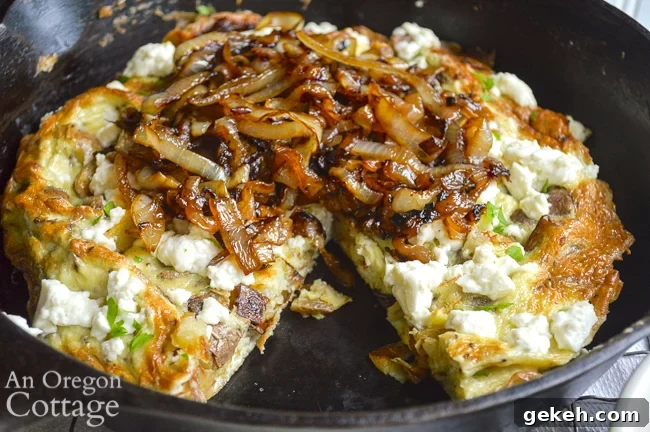 potato caramelized onion frittata close