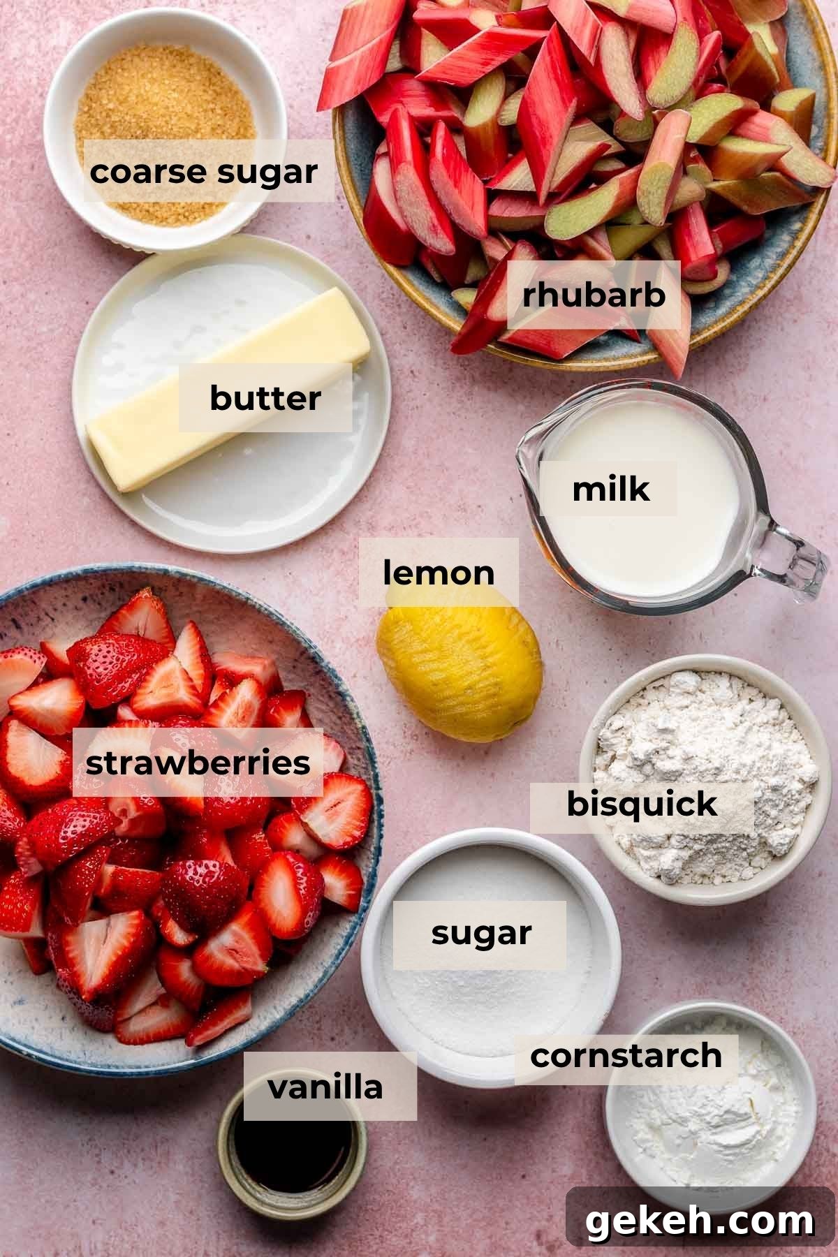 Strawberry Rhubarb Cobbler Recipe: Classic Summer Dessert 3 Ingredients for strawberry rhubarb cobbler.