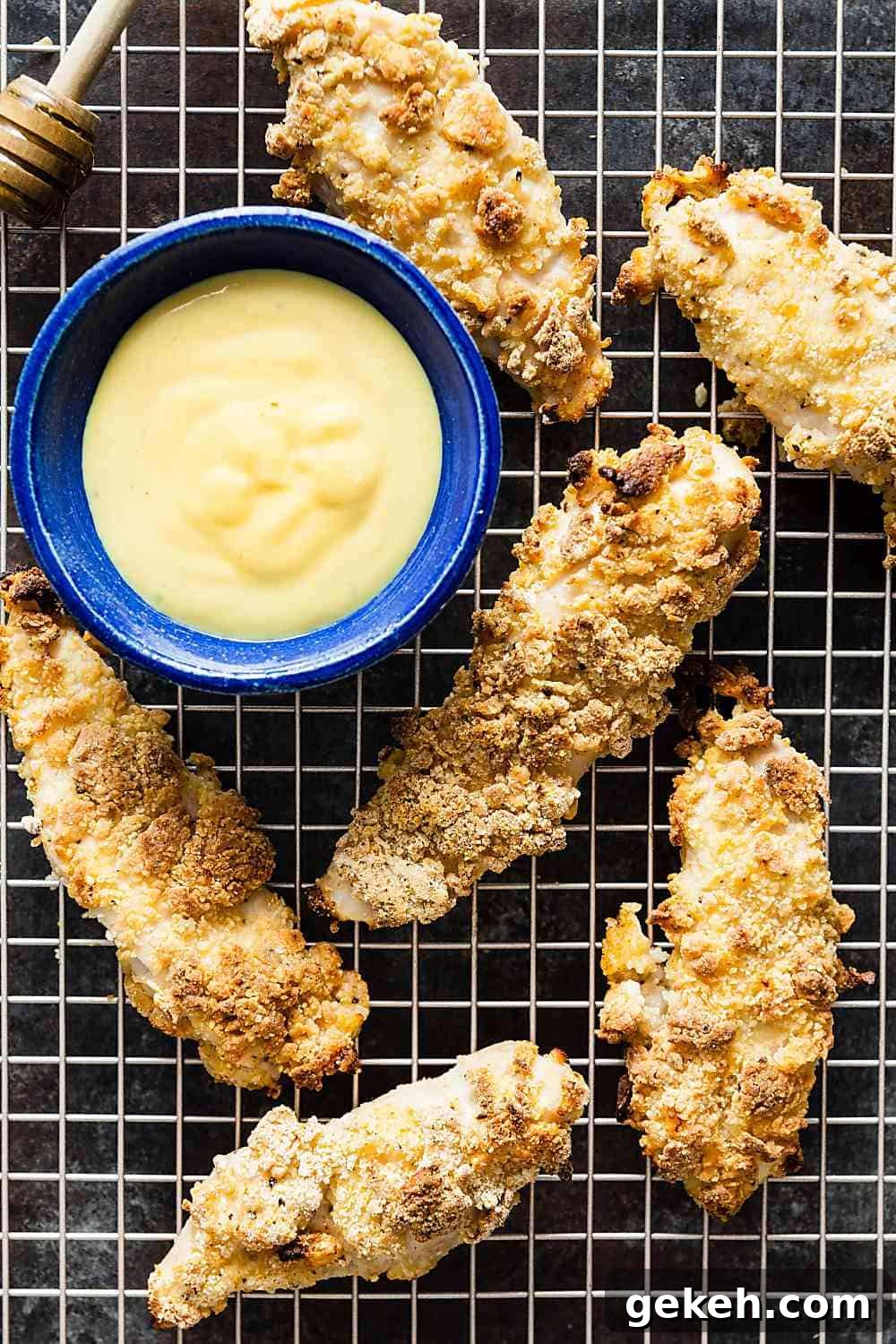 Crispy Baked Buttermilk Chicken Tenders with Honey Mustard Dip 2 Buttermilk Chicken Tenders with Honey Mustard