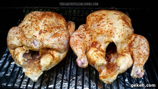 Traeger roasted chicken on the grill
