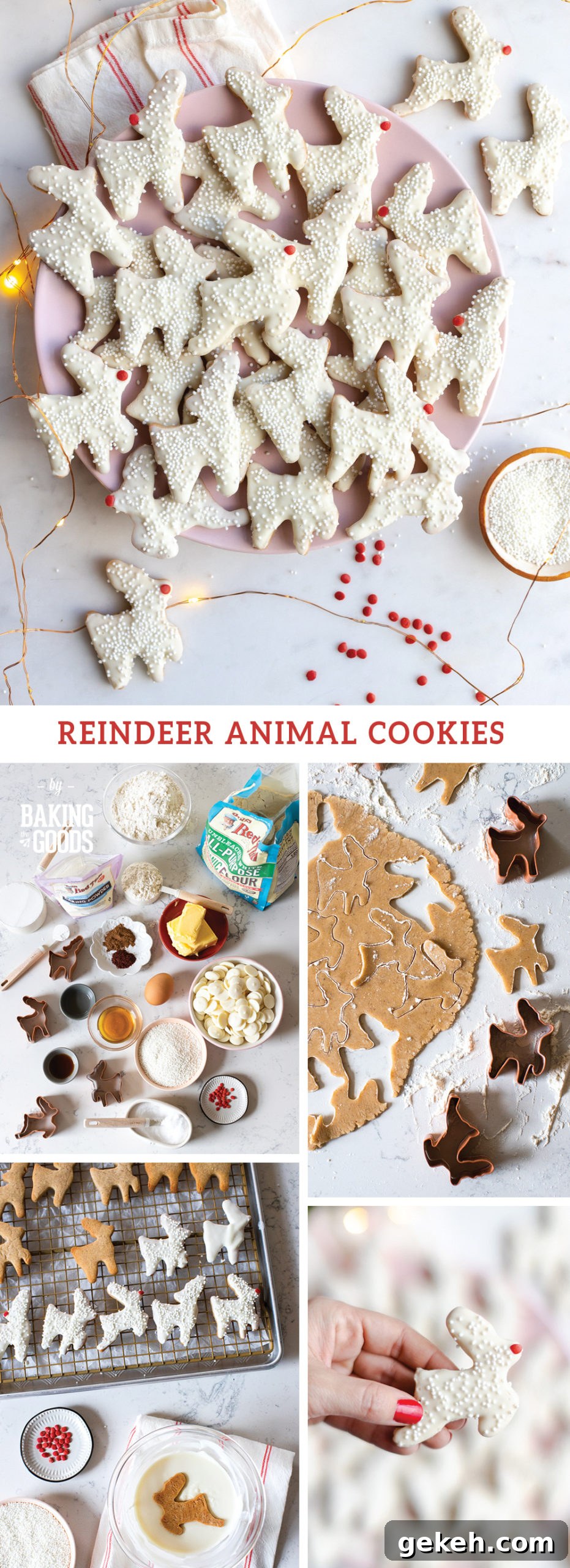 Festive Reindeer Cookies Recipe for Holiday Parties 27 collage of reindeer animal cookies recipe images