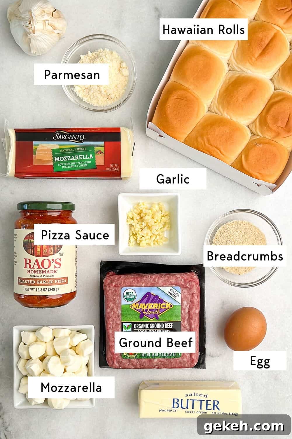 Hawaiian Roll Meatball Sliders with Tangy Pineapple Glaze 4 Ingredients measured out for hawaiian roll meatball sliders