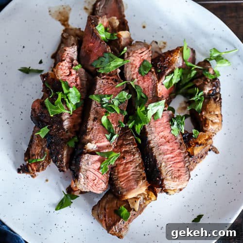 closeup shot of T Bone Steak cooked in oven recipe
