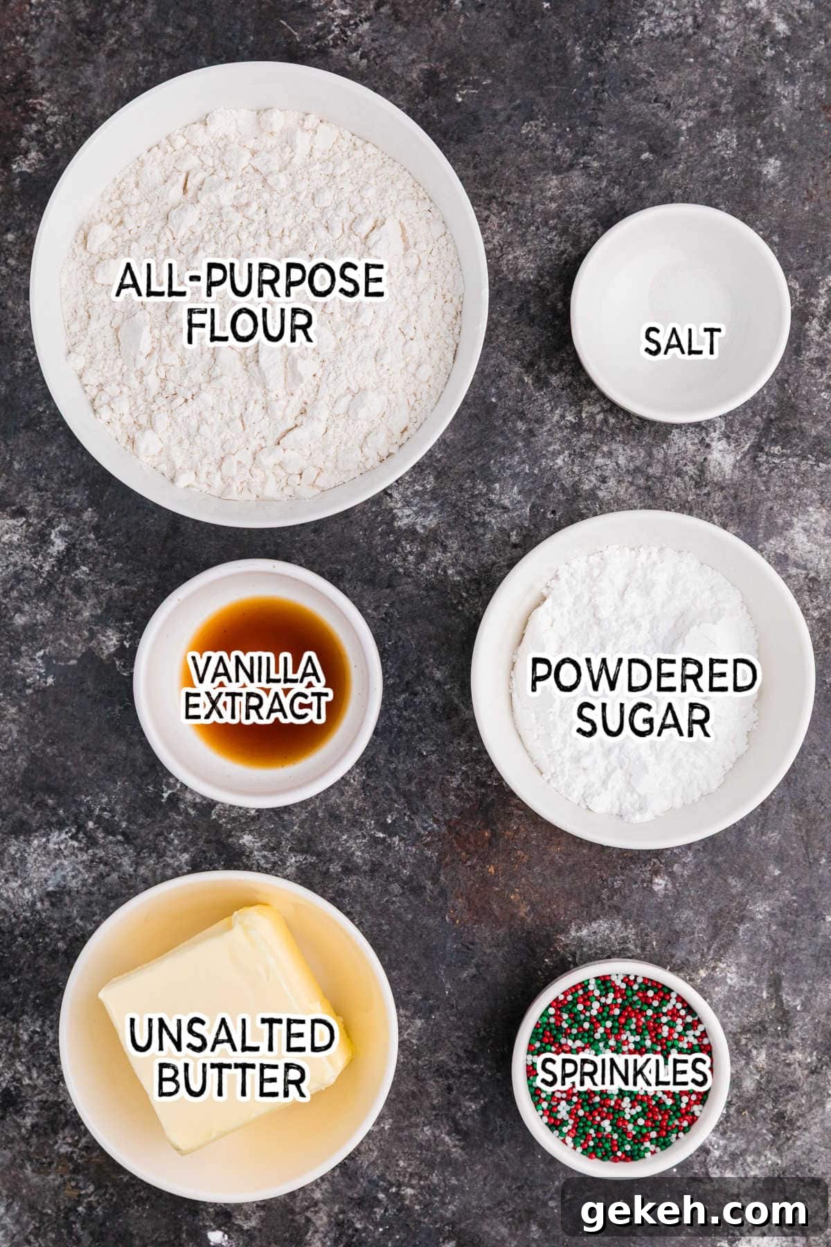 Ingredients on a dark surface.