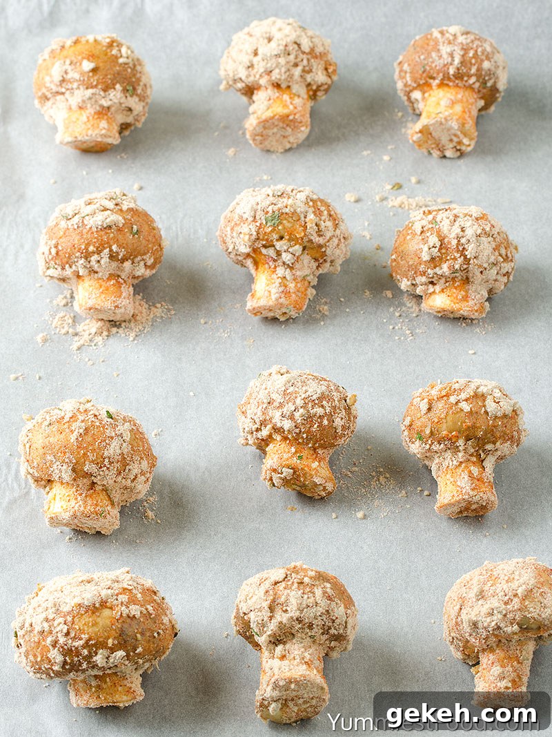 Crispy Oven-Roasted Garlic Mushrooms Recipe 4 Oven Fried Garlic Mushrooms - Making - Step 2