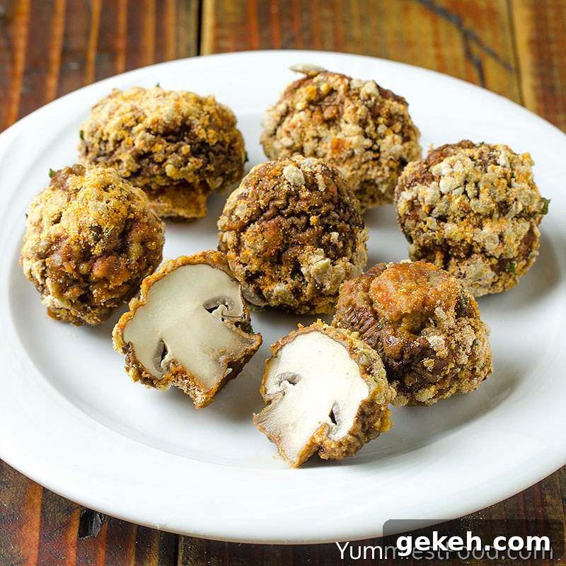Crispy Oven-Roasted Garlic Mushrooms Recipe 5 Oven Fried Garlic Mushrooms - served on the plate