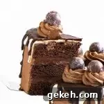 Decadent Death by Chocolate Cake Recipe for Chocolate Lovers 8 cake server lifting a slice of death by chocolate cake into the air