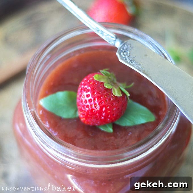 Strawberry Rhubarb and Basil Jam {Refined Sugar-Free}